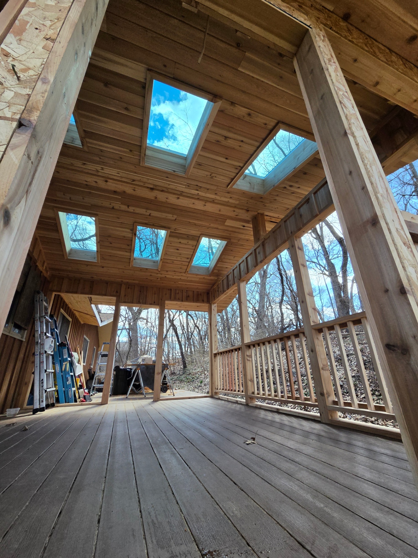Skylit Cedar Porch — In Progress